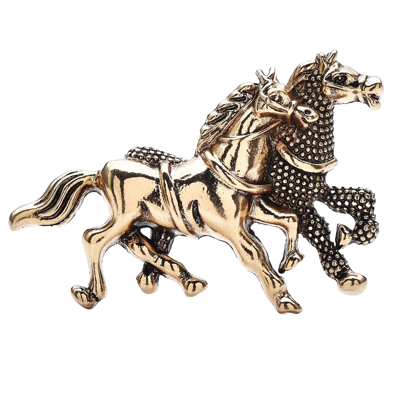 Vintage Style Antique Gold Two Running Horses Brooch Pin Equestrian Gift