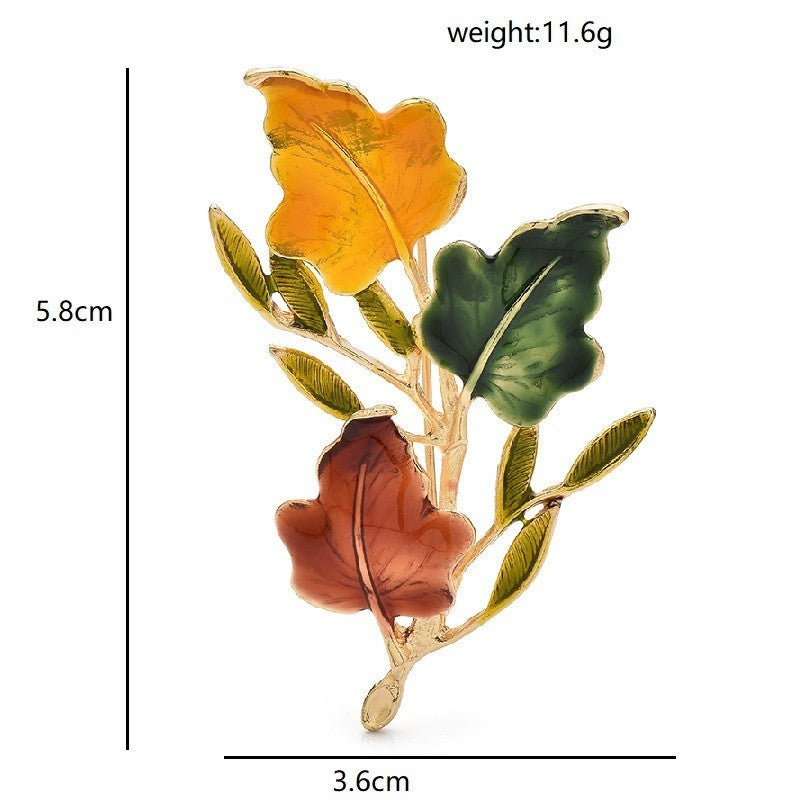 2pcs Colorful Fall Leaf Brooch Set Maple Foliage Pin Autumn Accessory