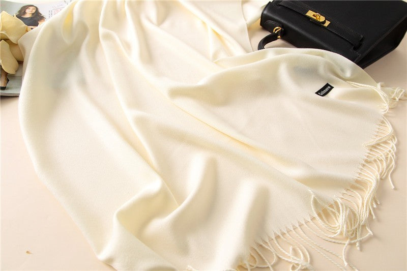 Luxury Cashmere Blend Scarf Shawl Wrap for Women Soft Beige Cream Winter Gift