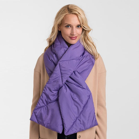 Purple Padded Oblong Pull Through Scarf for Women Winter Cozy Fashion Accessory