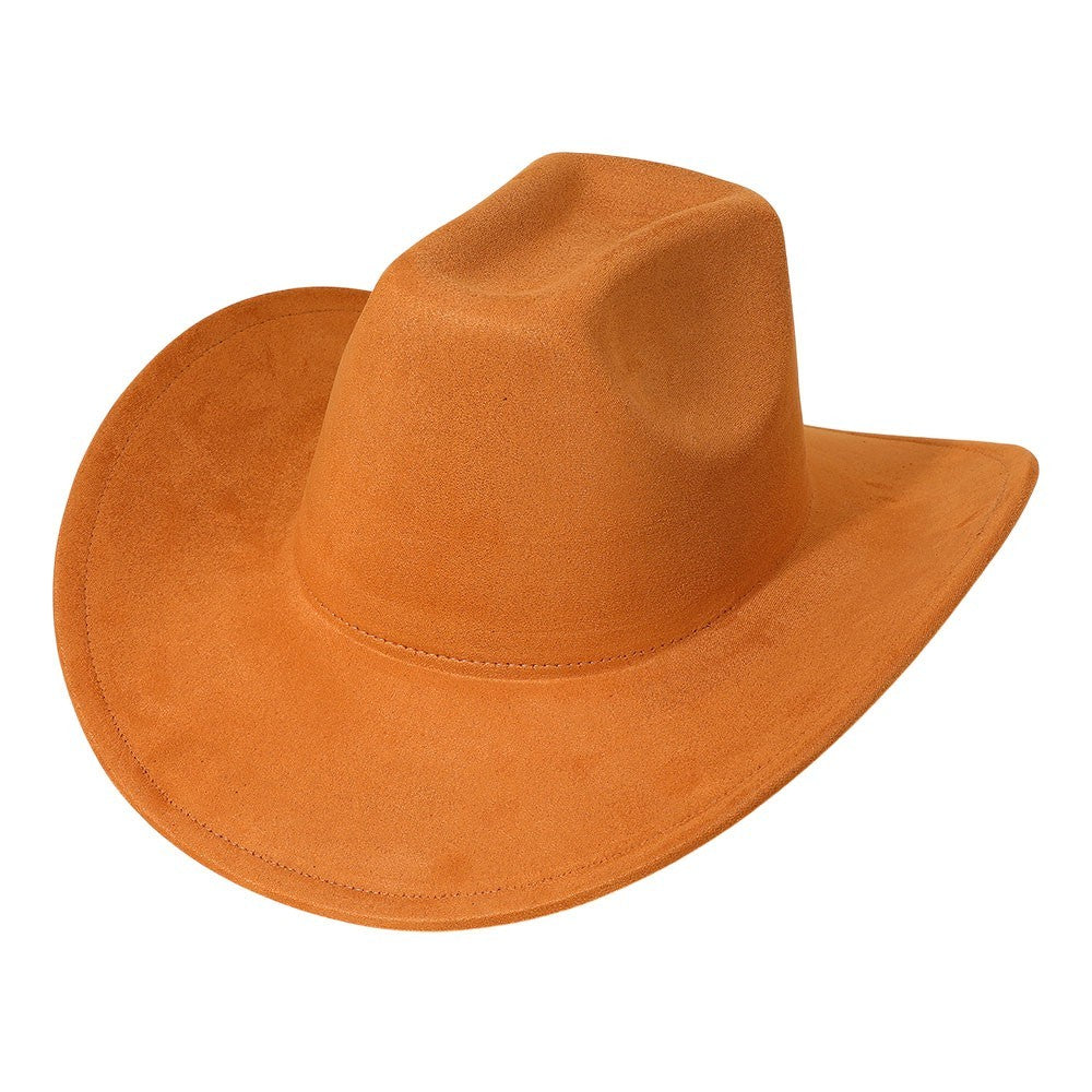 2 Piece Classic Plain Western Cowboy Fedora Hat Men's Tan Polyester Wide Brim
