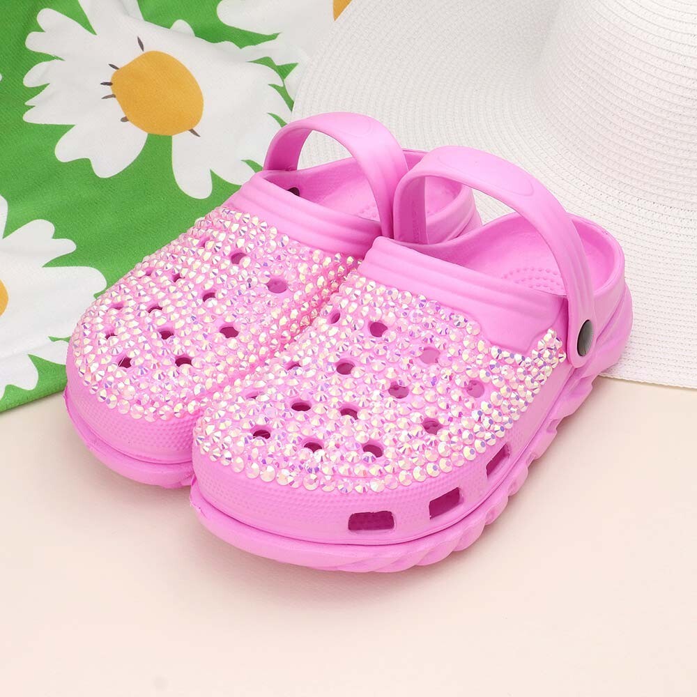 Bling Solid Rubber Sandals Women’s Slip-On Summer Beach Slides Casual Shoes 6.5