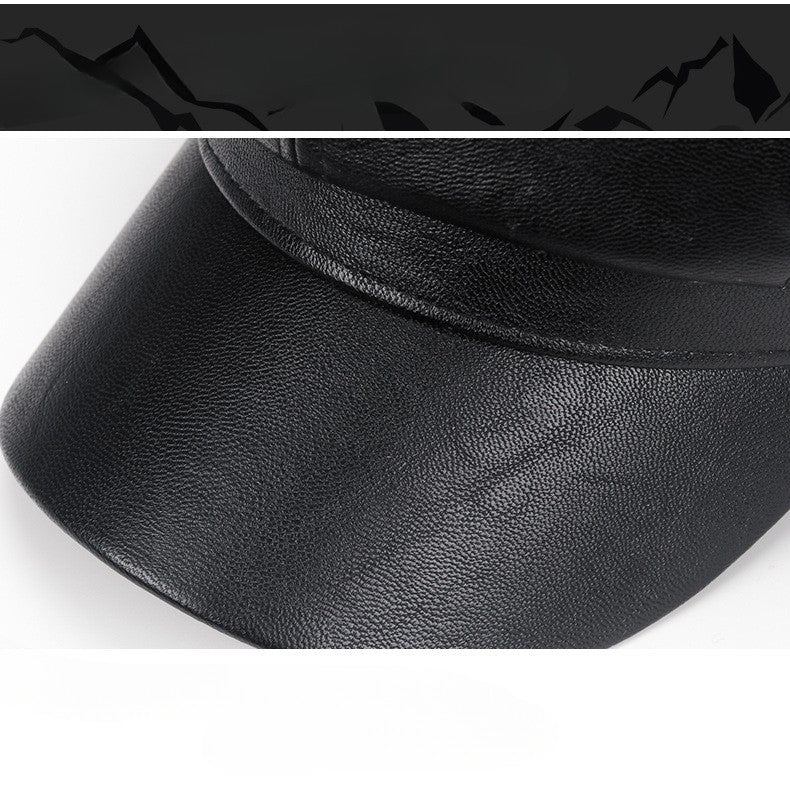 Black Faux Leather Newsboy Cap Baker Boy Hat Cabbie Flat Gatsby Driving Style