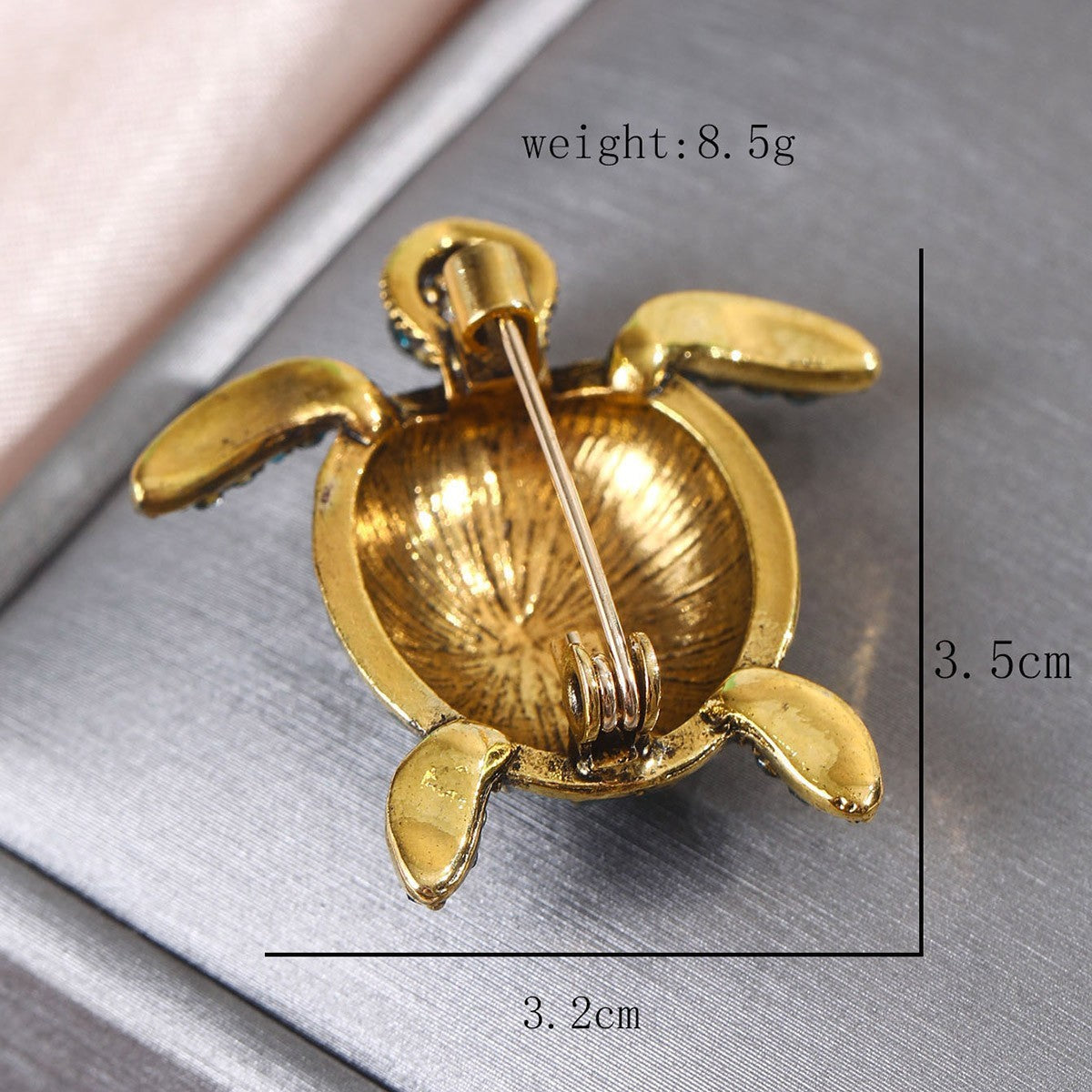 Blue Rhinestone Sea Turtle Brooch Pin Animal Jewelry