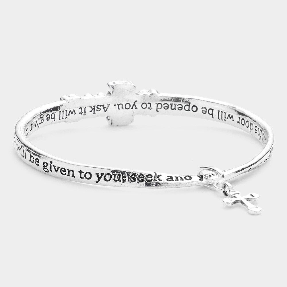 Inspirational Christian Bangle Bracelet 'Ask & You Shall Receive' Faith Jewelry