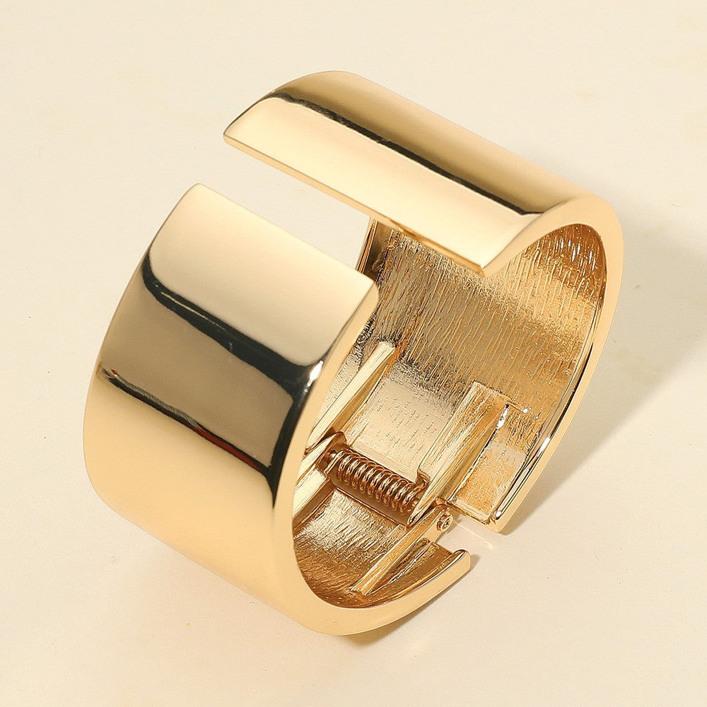 Wide Statement Metal Cuff Bracelet  for Women Gold Tone Bold Fashion Jewelry