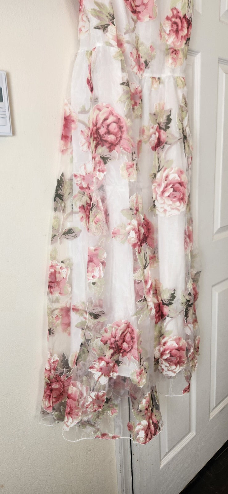 Floral Print  Sleeveless Dress for Women Sheer Floral Lace Dresses for Ladies L