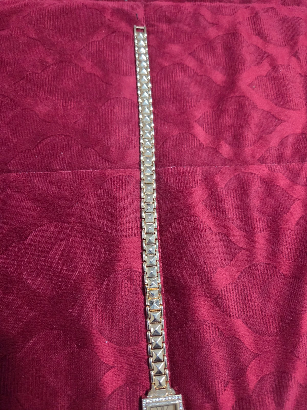 Ladies Square Gold-Tone Wrap Watch Bracelet 15" Crystal Bezel Quartz Movement