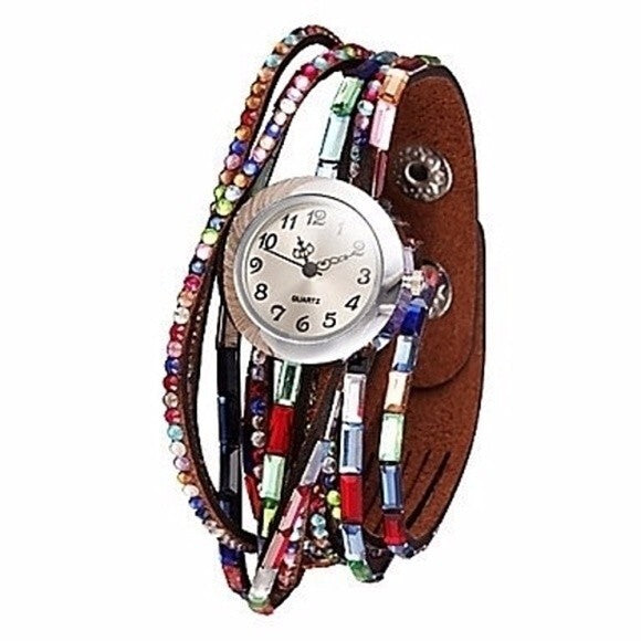 3PCs - Brand New Colorful Leather Wrap Bracelet Watch Stylish and Unique