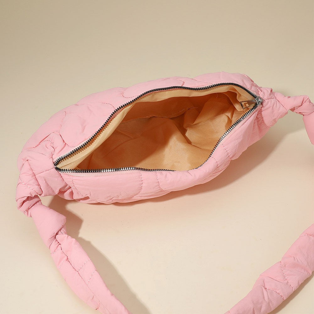 Pink Quilted Shoulder Bag Crossbody Puffer Purse Lightweight Everyday Tote