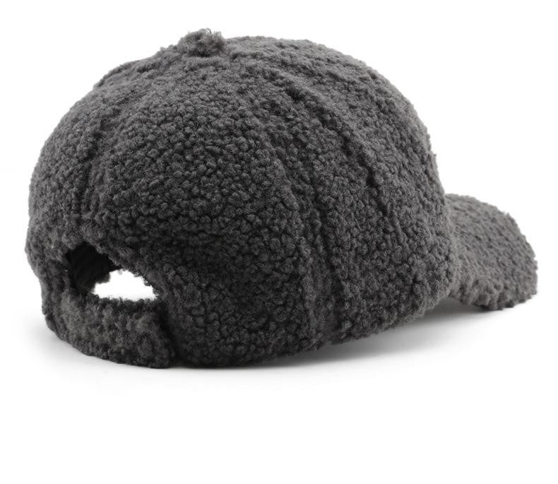 Dark Gray Fuzzy Sherpa Baseball Cap Teddy Fleece Hat Winter Adjustable