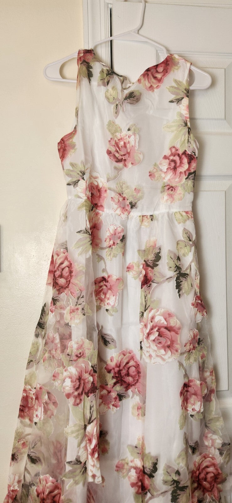 Floral Print  Sleeveless Dress for Women Sheer Floral Lace Dresses for Ladies L