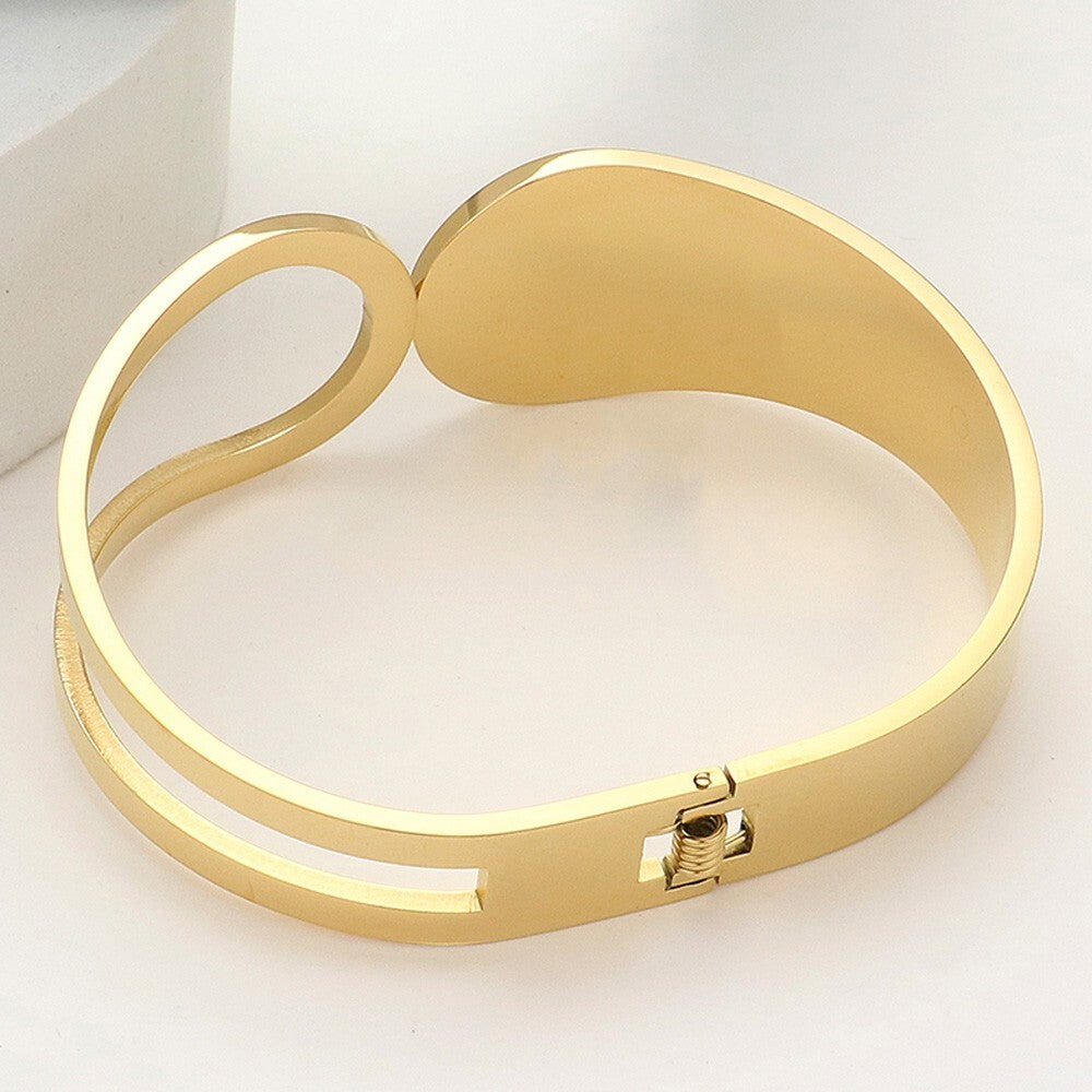 Stainless Steel Abstract Hinged Bangle Bracelet Modern Minimalist Jewelry