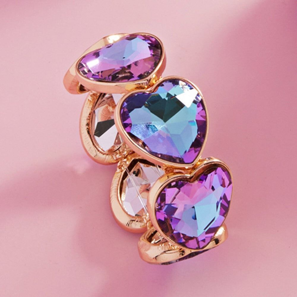 Heart Stone Stretch Bracelet Fashion Jewelry Gift for Women or Girls