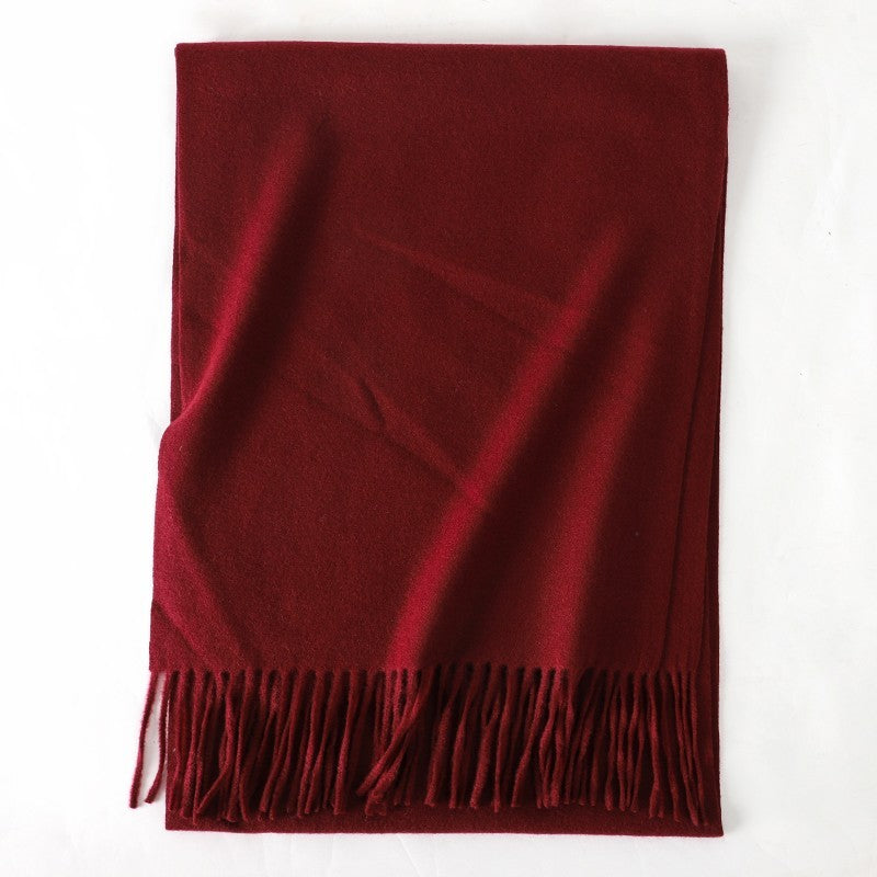 Super Soft Cashmere Feel Acrylic Scarf Wrap Burgundy Red Long Fringe