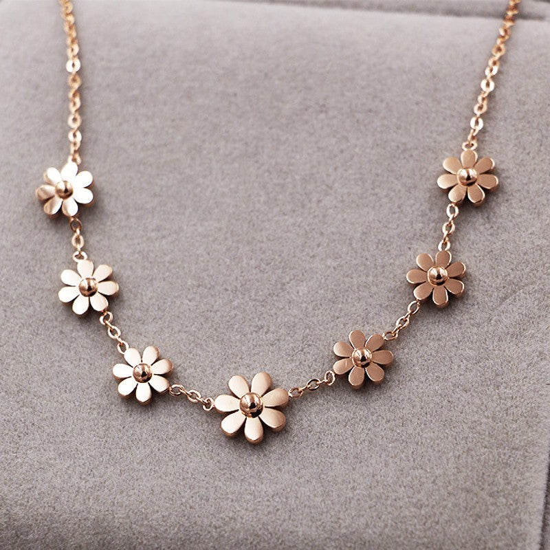 Daisy Flower Charm Bracelet 18K Rose Gold Plated Dainty Chain Jewelry Gift