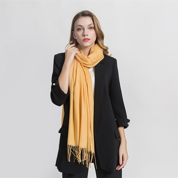 3pc Spring Cashmere Feel Scarf Set Soft Polyester Shawl Wrap Tassel 71x28in