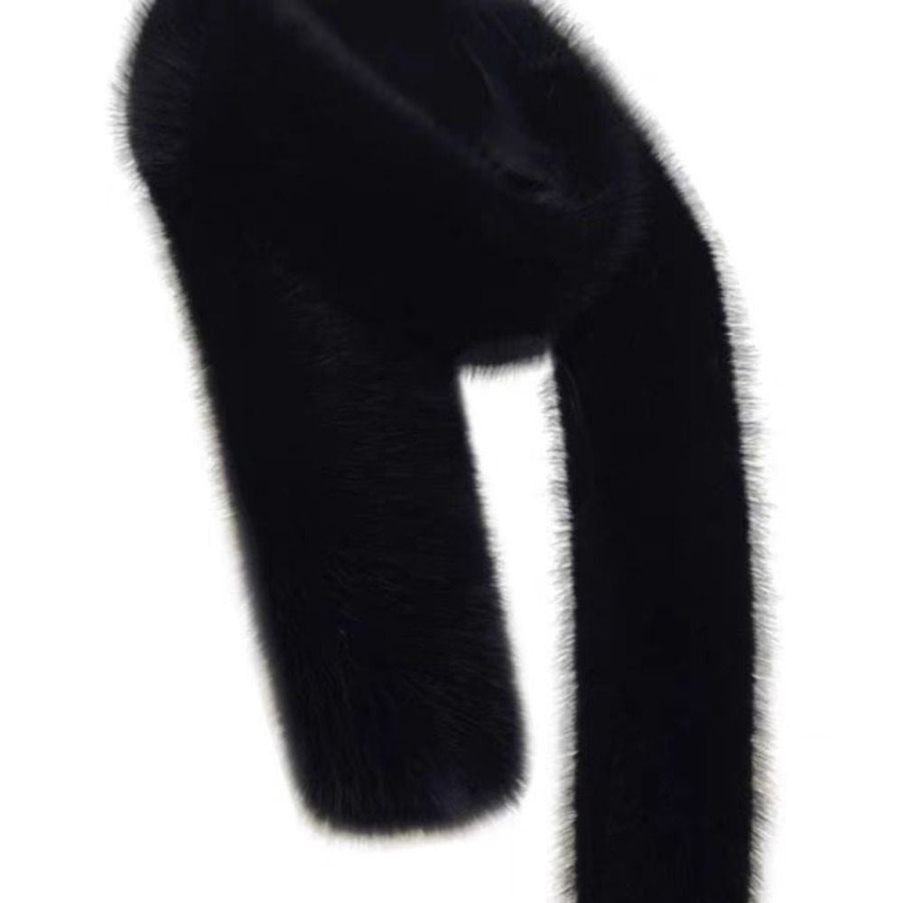 Black Faux Fur Scarf Long Plush Winter Neck Warmer Elegant Evening Stole