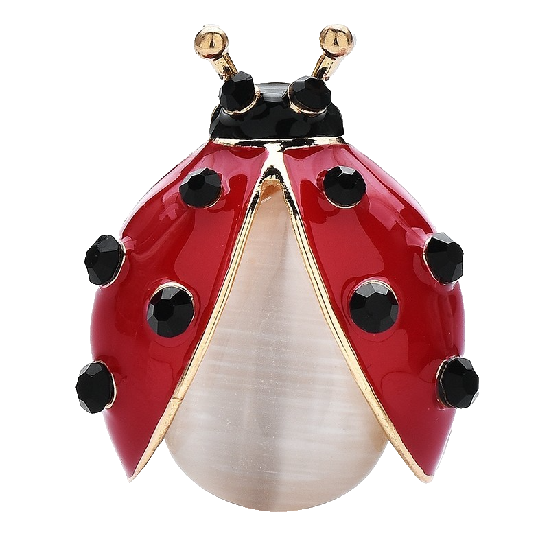 Red Enamel Ladybug Brooch Pin Opal Rhinestone Insect Jewelry Gift
