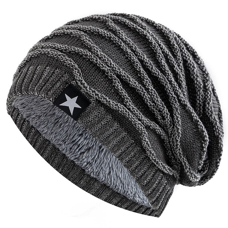 Men's 3-Piece Beanie Hat Set - Slouchy Knit Winter Caps in Gray, Black & Red