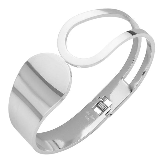 Stainless Steel Abstract Hinged Bangle Bracelet Modern Minimalist Jewelry