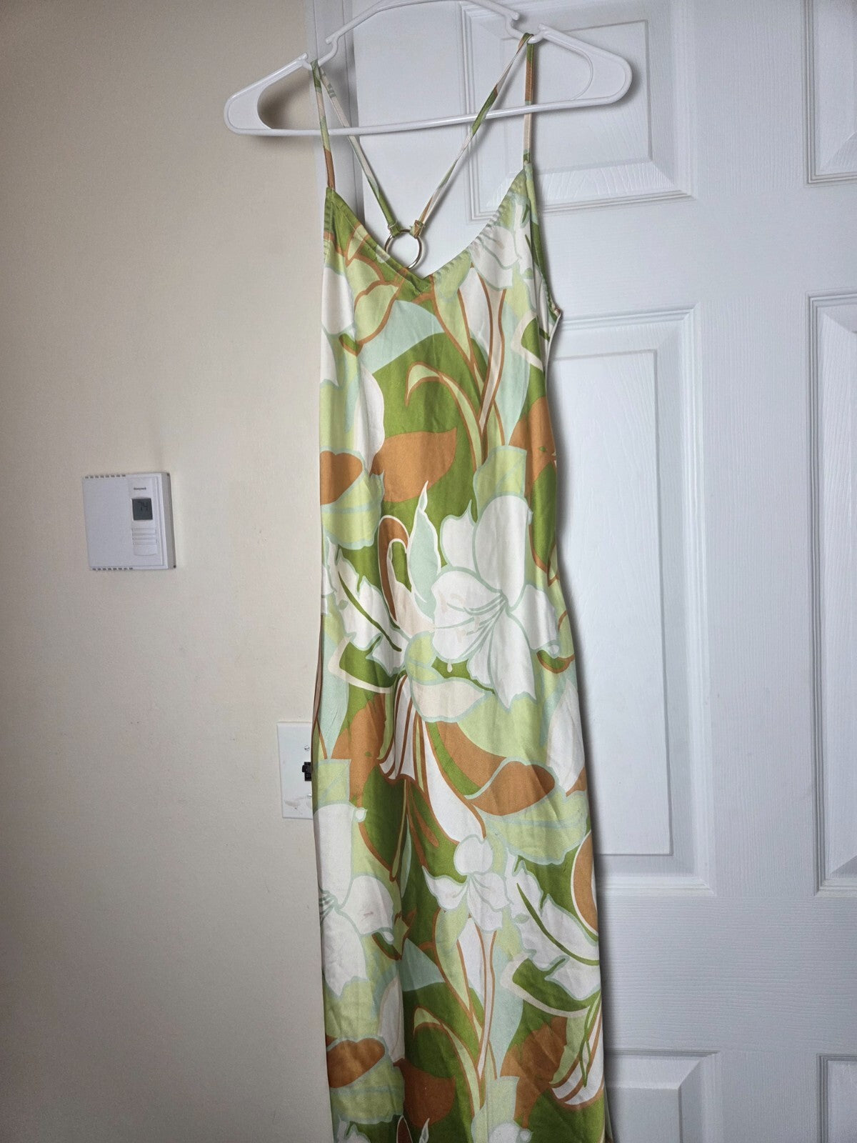 Floral Print Strappy Dress with Chain Back Detail | Summer Casual Dress US M
