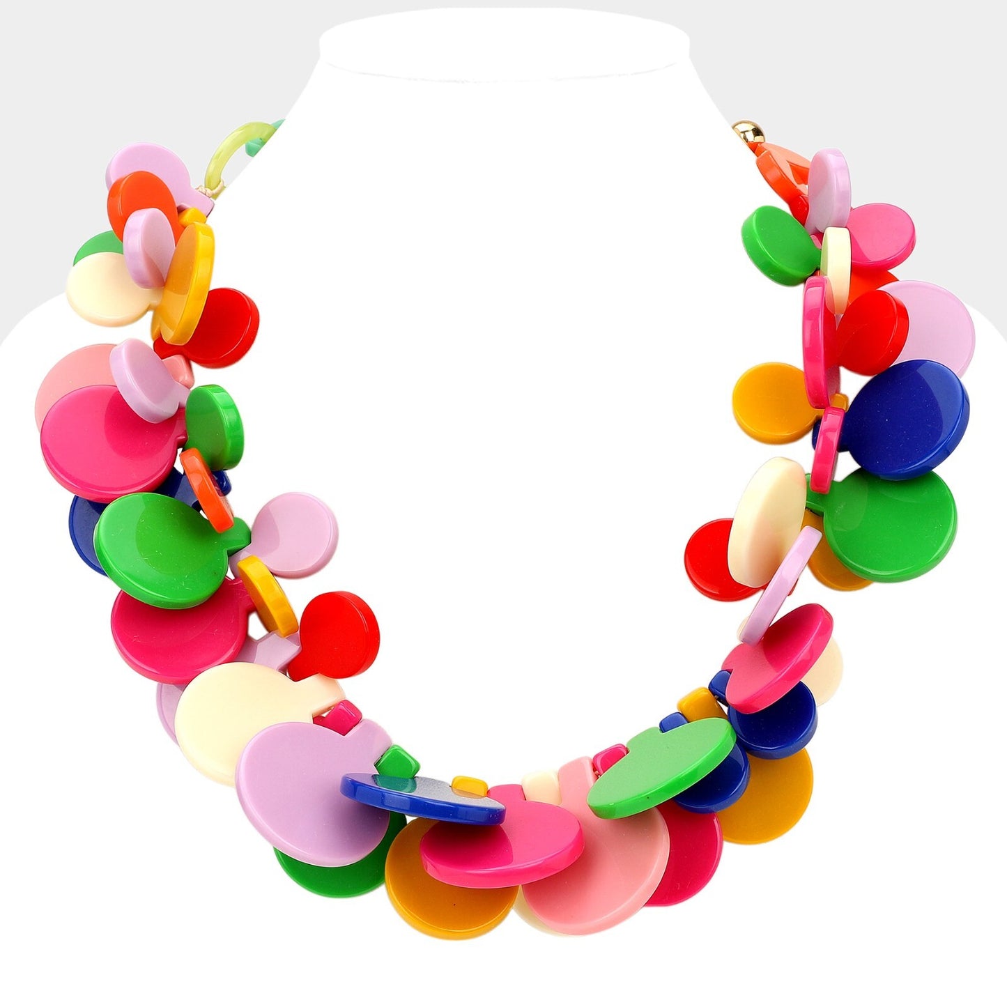 Color Burst Disc Layered Statement Necklace for Women Fashion Jewelry Bold Gift