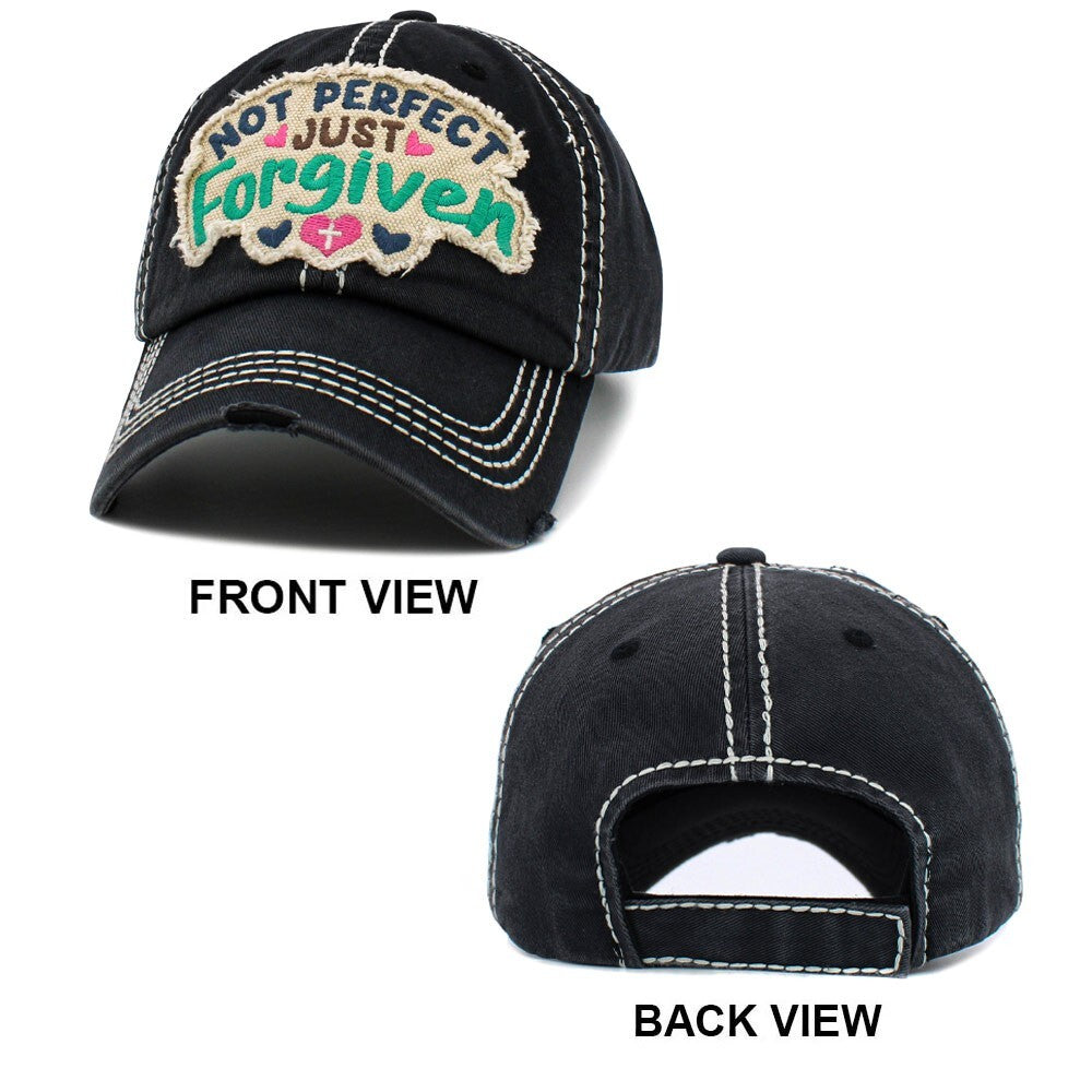 "Not Perfect Just Forgiven"  Vintage Washed Distressed Baseball Cap for Women