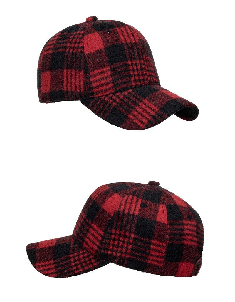 Buffalo Plaid Red Black Check Baseball Cap Hat Adjustable Flannel Style