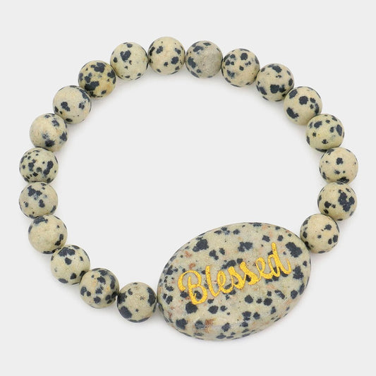 2 Piece Blessed Bracelet Set Dalmatian Jasper Healing Stone Jewelry