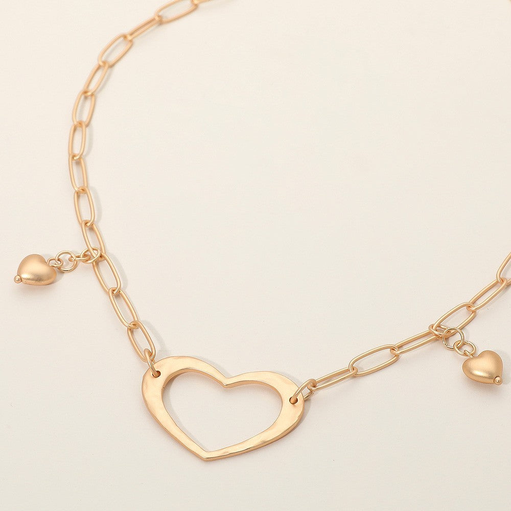 Open Heart Pendant Necklace $18$ In Modern Linked Chain Adjustable Women Gift