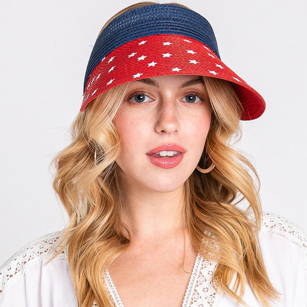 American Flag Roll Up Visor Adjustable Sun Hat Patriotic Summer Accessory