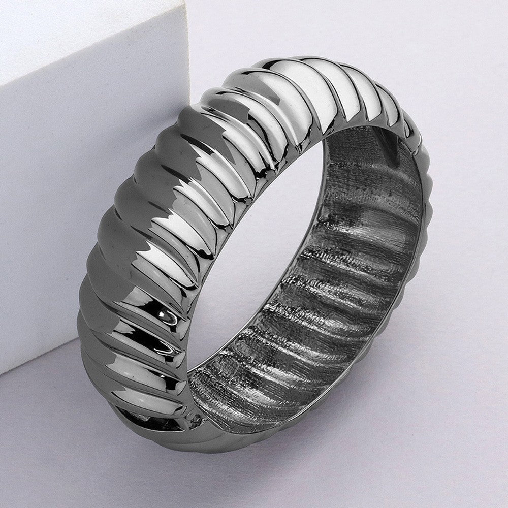 Silver Tone Hinged Metal Bangle Bracelet Classic Wrist Accessory for Women