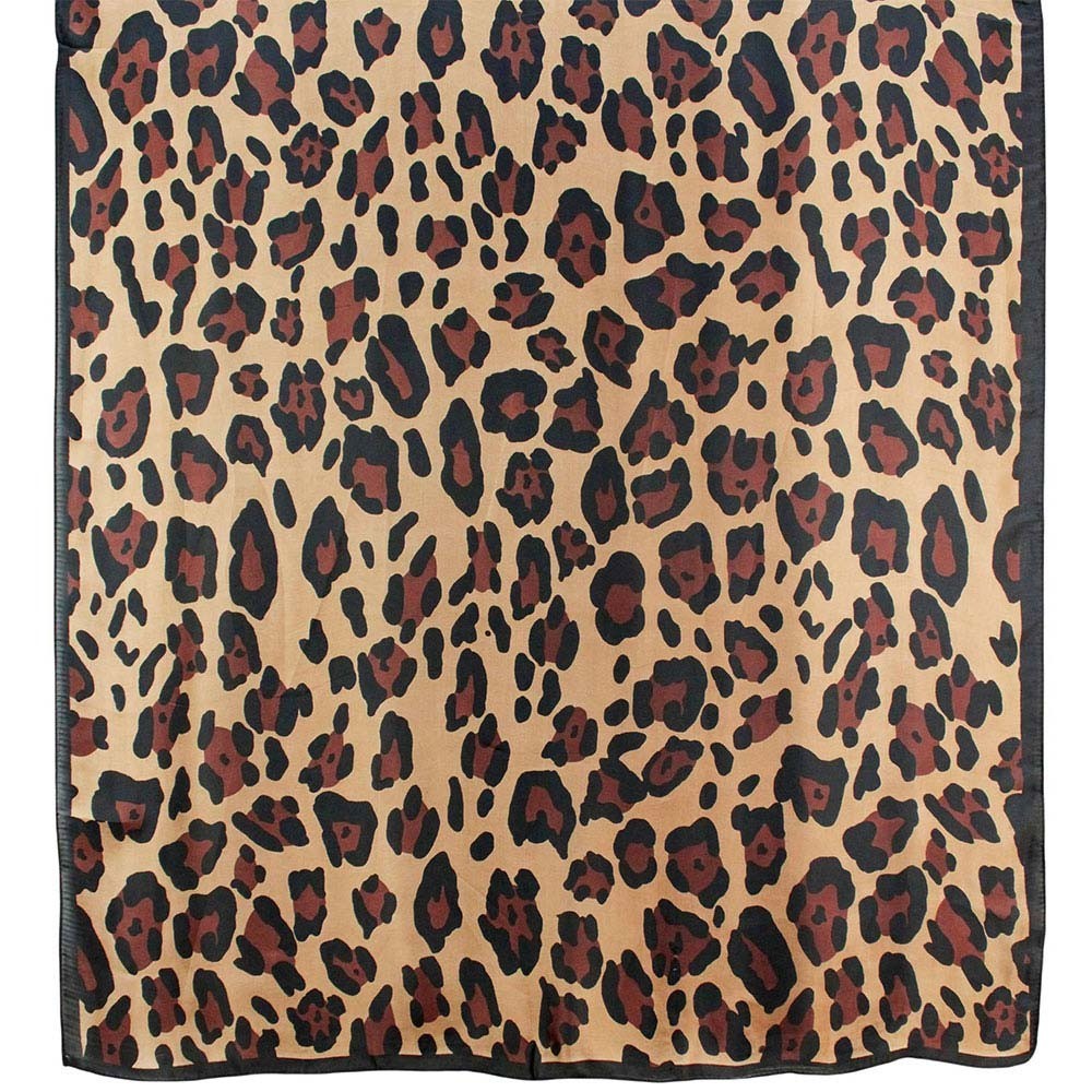 Women’s Leopard Print Silky Satin Oblong Scarf Shawl Soft Wrap 35 x 78 Inches