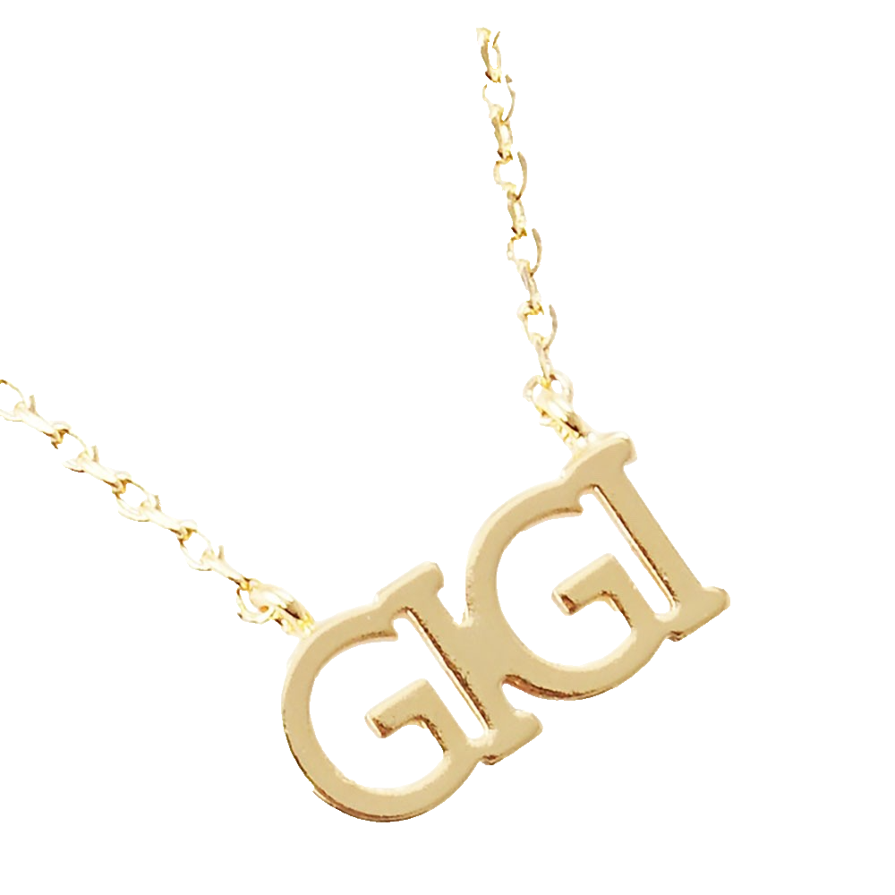 Gold Dipped GIGI Nameplate Lucky Charm Delicate Dainty Pendant Necklace 15.5"
