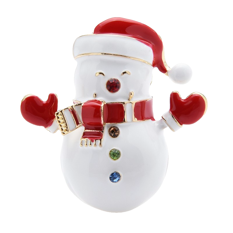 Charming Snowman Christmas Brooch Pin Red Enamel Rhinestone Winter Jewelry Gift