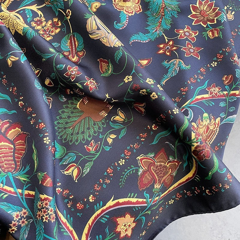 Women Floral Silk Feel Scarf Square 35" Large Satin Head Neck Wrap Multicolor