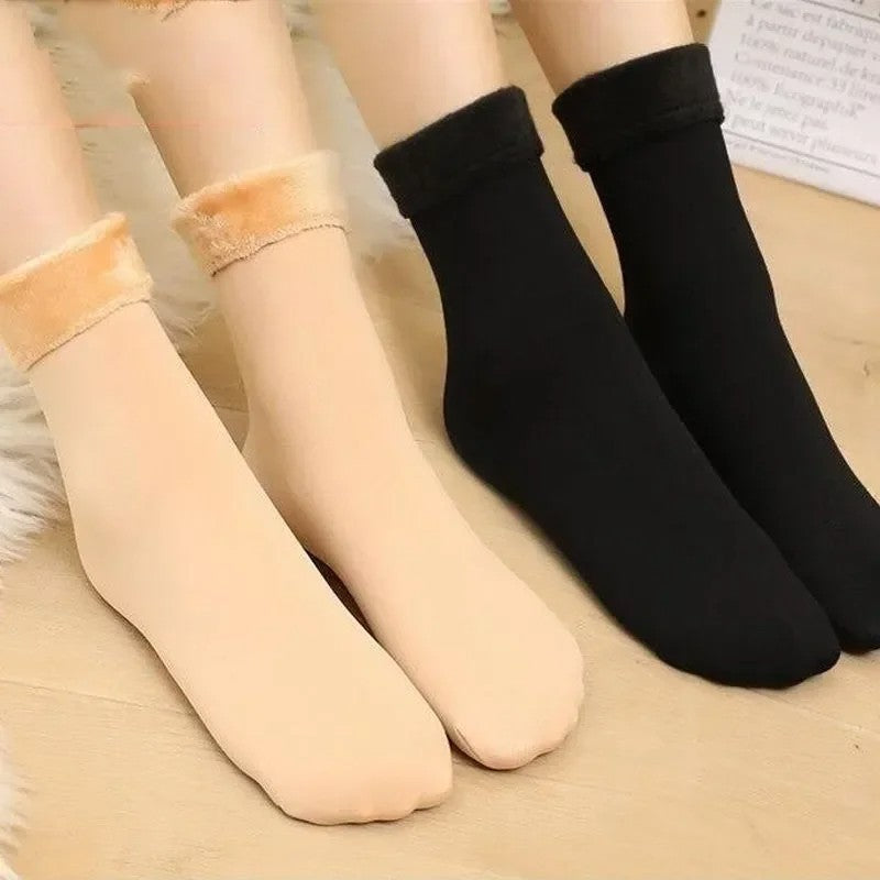4 PAIR Fleece Lined Thermal Ankle Socks Winter Nude Black Warm Thick Socks Lot