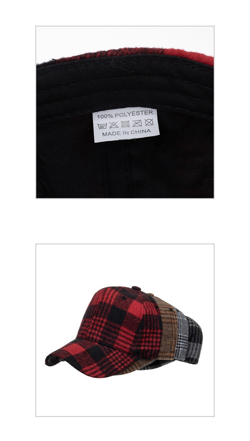 Buffalo Plaid Red Black Check Baseball Cap Hat Adjustable Flannel Style