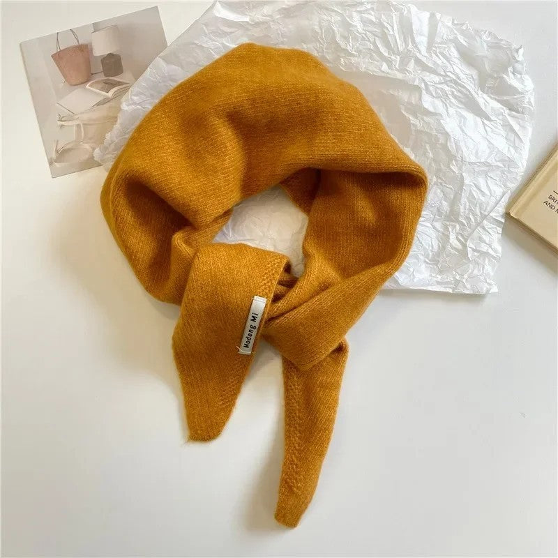 Warm Cozy Orange Knit Scarf Bib Tie Winter Neck Warmer Women's Fashion