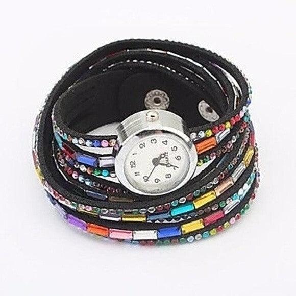 3PCs - Brand New Colorful Leather Wrap Bracelet Watch Stylish and Unique