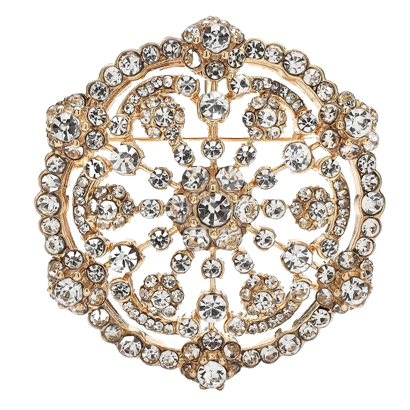 2pcs Vintage Crystal Flower Brooch Pin Set Gold Silver Tone Floral Retro