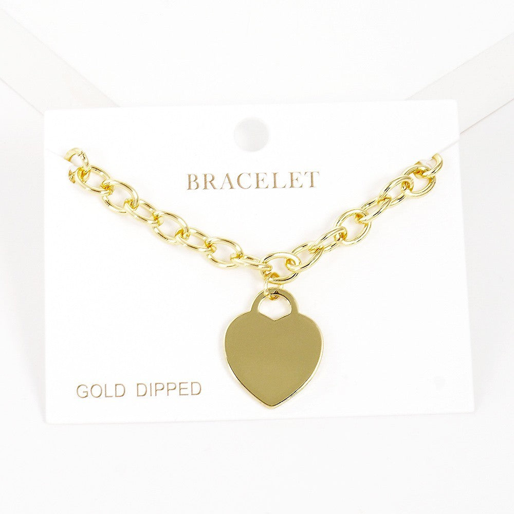 2 in 1 Gold and Silver Heart Lock Charm Bracelet Set Adjustable Chain Women
