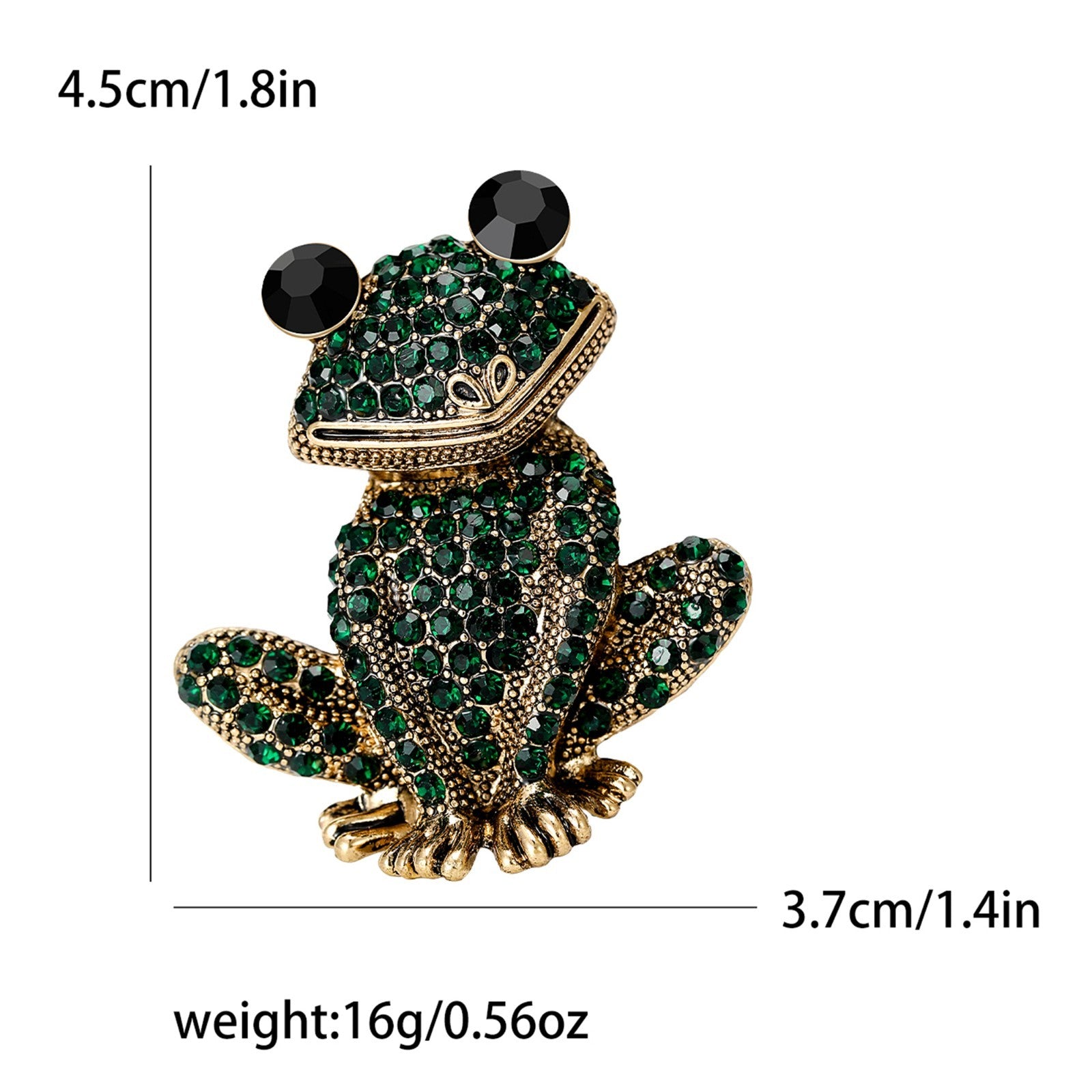 Sparkling Green Rhinestone Frog Brooch Gold Tone Animal Figural Pin