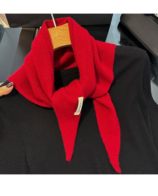 3pcs 100% Wool Triangle Scarf Set Knitted Winter Neck Wrap Gray Green Red