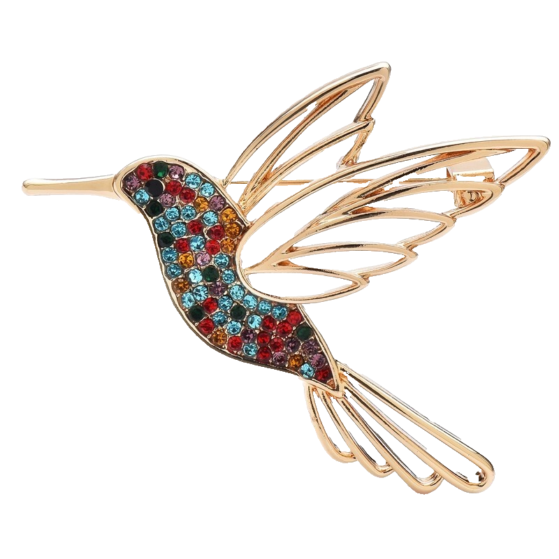 2pcs Hummingbird Brooch Set Rhinestone Crystal Bird Pins Fashion Jewelry