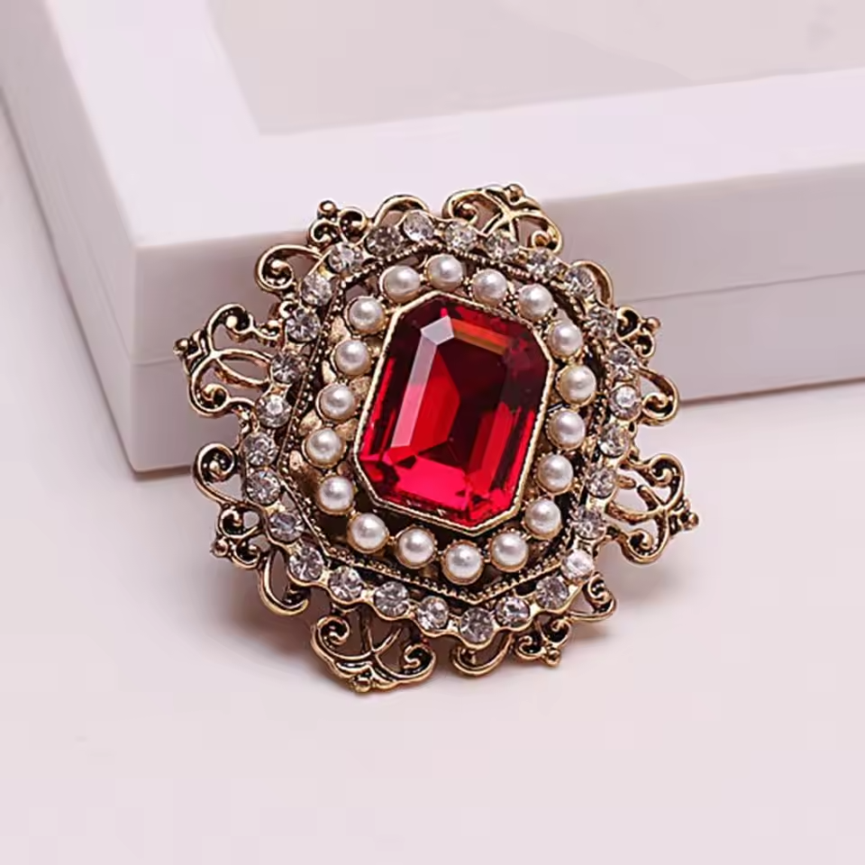 3pcs Vintage Victorian Style Brooch Pin Crystal Pearl Royal Fashion Jewelry
