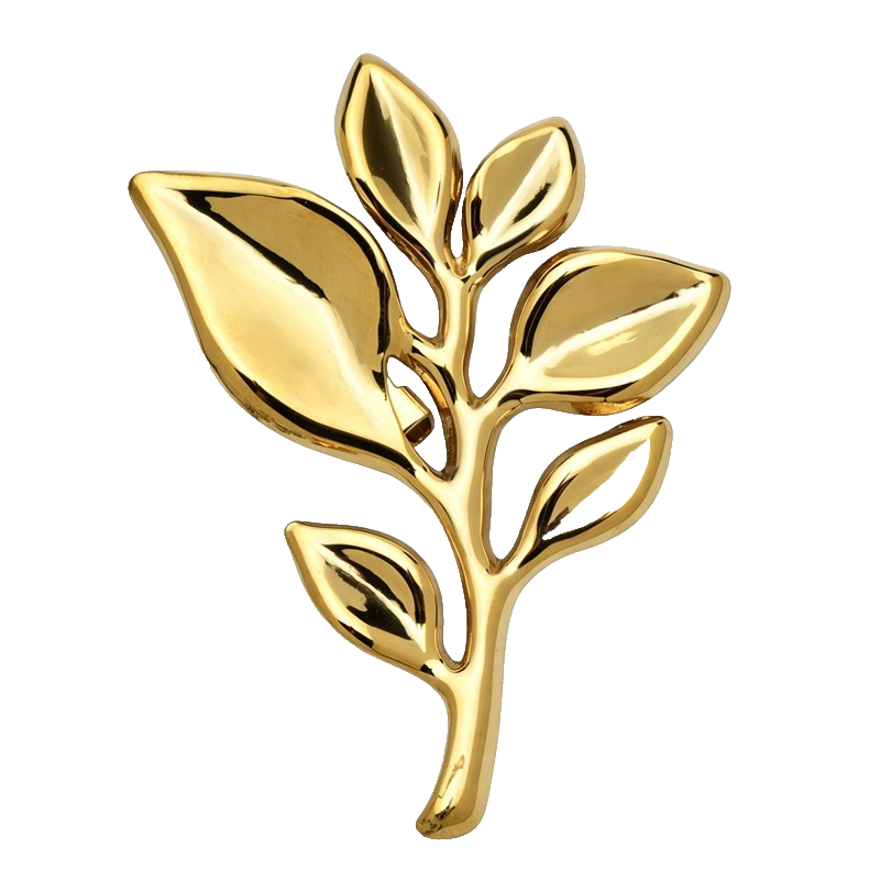 2pcs Leaf Brooch Set Gold Silver Tone Metal Plant Pin Minimalist Style
