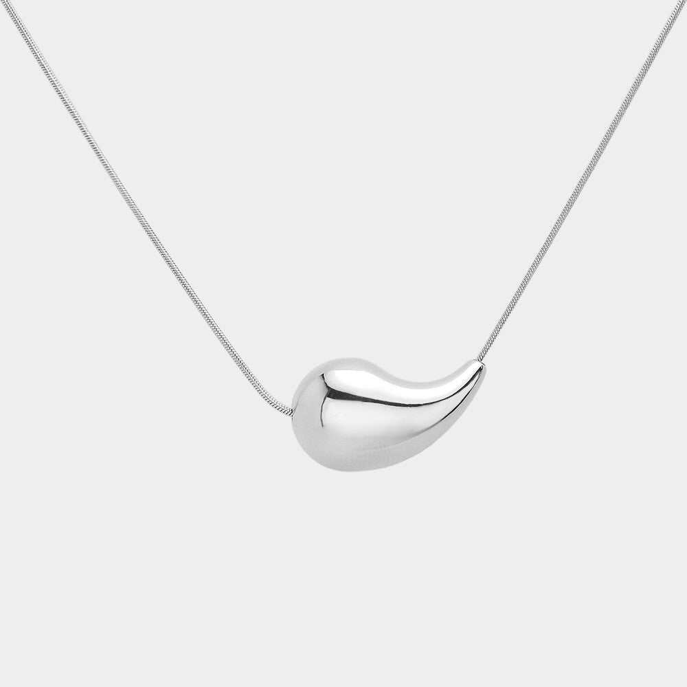 18K Gold Dipped Stainless Steel Teardrop Pendant Necklace Elegant Jewelry Gift
