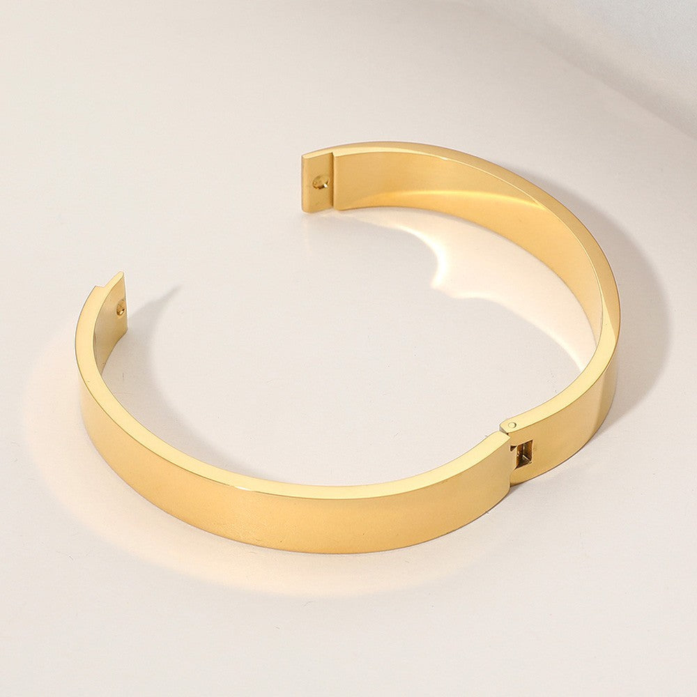 2pcs Stainless Steel Hinged Bangle Bracelets Women Gold & Silver Fashion Jewelry